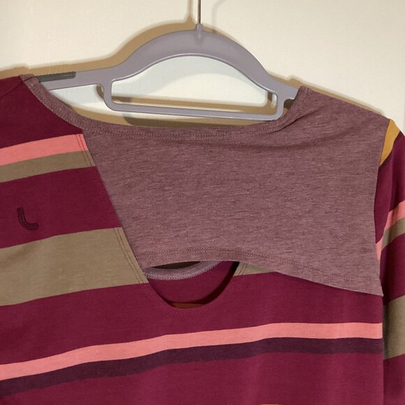 Lole Women's Organic Cotton Long Sleeve T-Shirt Top Stretch Pink Stripe Casual - Picture 5 of 9